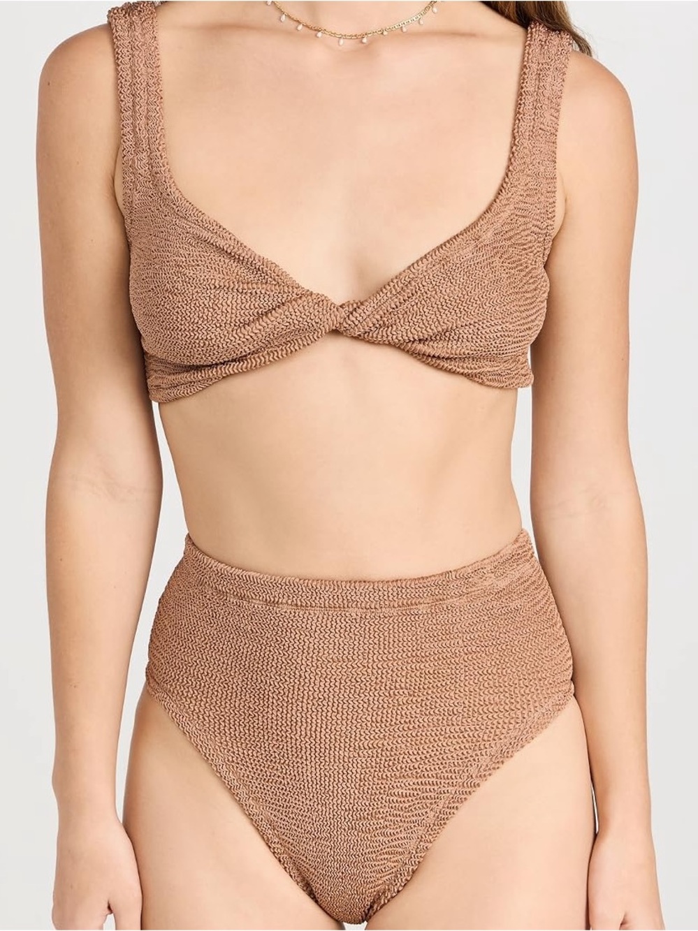 NWT Hunza G Jamie Bikini Set one size in metallic cocoa